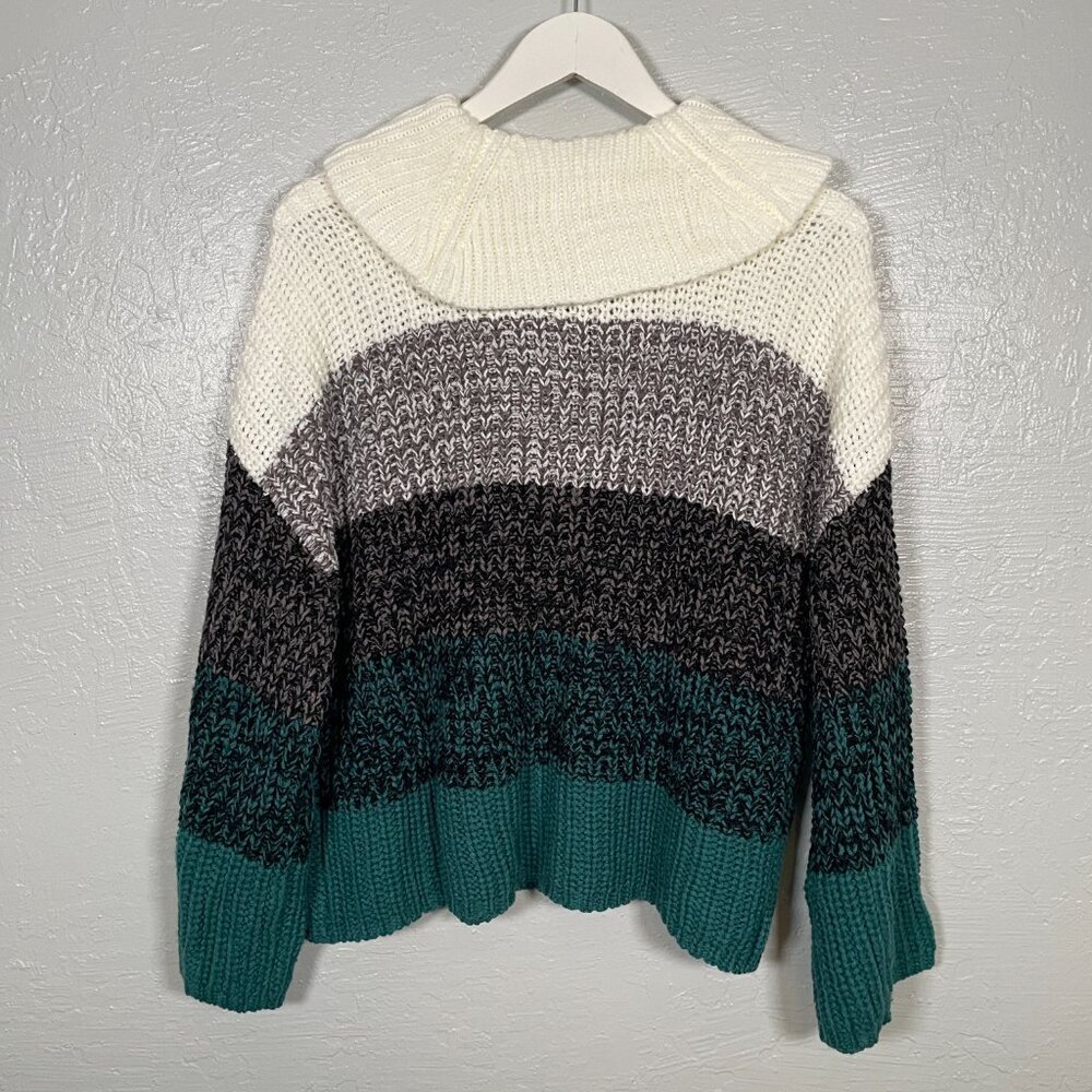 Lane Bryant Women Plus Size 18/ 20 White Gray Green Stripe Sweater Turtleneck - Picture 5 of 9